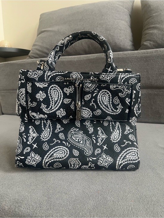 Brandon Blackwood Handbags - Brandon Blackwood Black & White Paisley Top-Handle Satchel